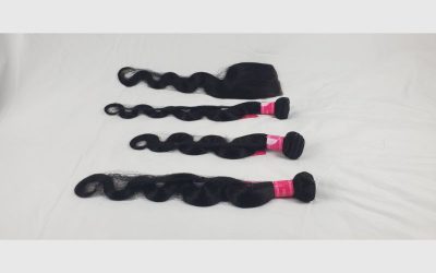 Body Wave Raw Virgin  human hair with a lace closure (22,24,26 with 20 lace closure)