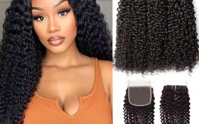Kinky curly hair bundles human hair Deep curly weaves bundles with a lace closure(22,24,26 with 20 closure)