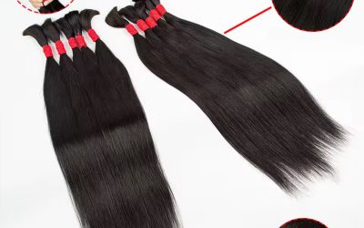 Straight Human hair bulk for boho braids, no weft natural color 1b, 100g, 20 inches