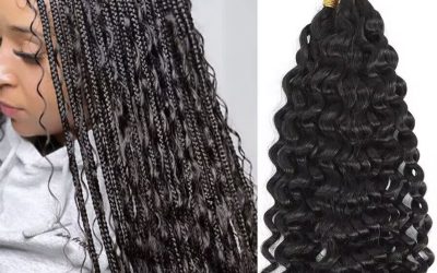 Boho Hair Deep Wave Human,  Hair Braiding Bulk Hair Extensions, Natural color 1b, 100G ,20 inches