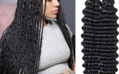 Boho Hair Deep Wave Human,  Hair Braiding Bulk Hair Extensions, 1b(natural color)  100G ,18 inches