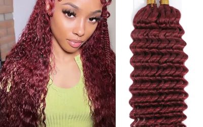 99j/ Burgundy Deep Wave Human hair , virgin human hair extensions, 18 inches, 100g